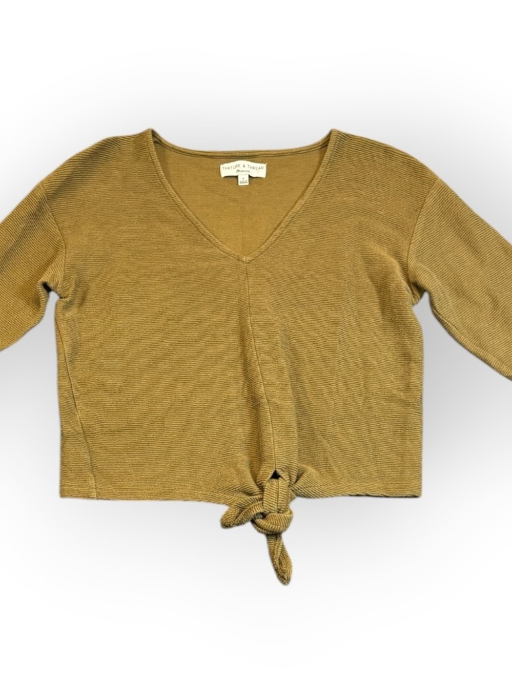 Madewell Mustard Tie-Front V-Neck Long Sleeve Top